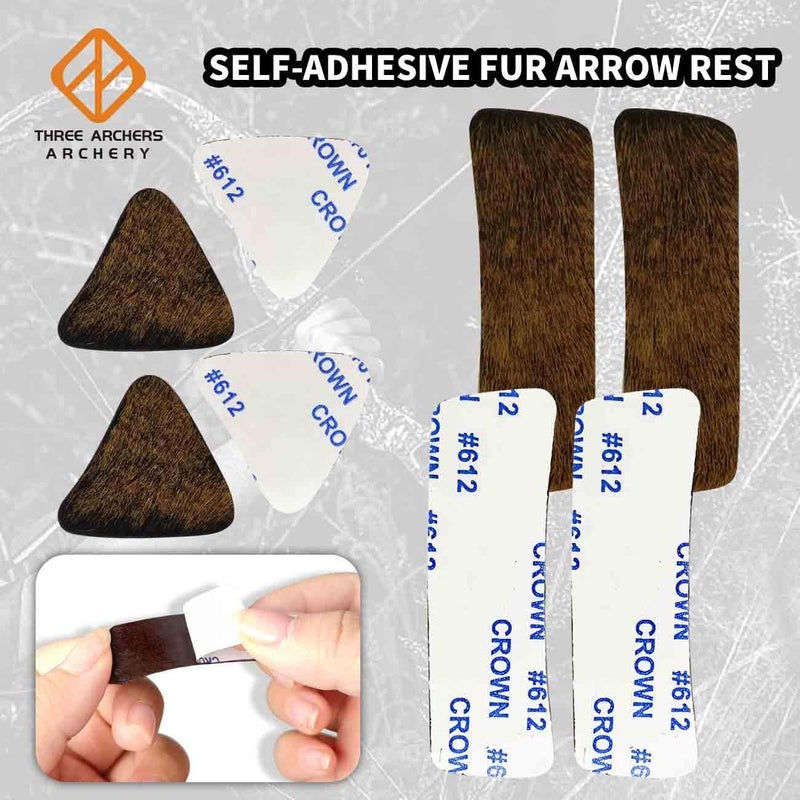 THREE ARCHERS Fur Arrow Rest Stick on Recurve Bow Riser Adhesive Backed Sticker on Longbow for Recurve Bow Hunting Shooting（4 Pairs） - Image 3